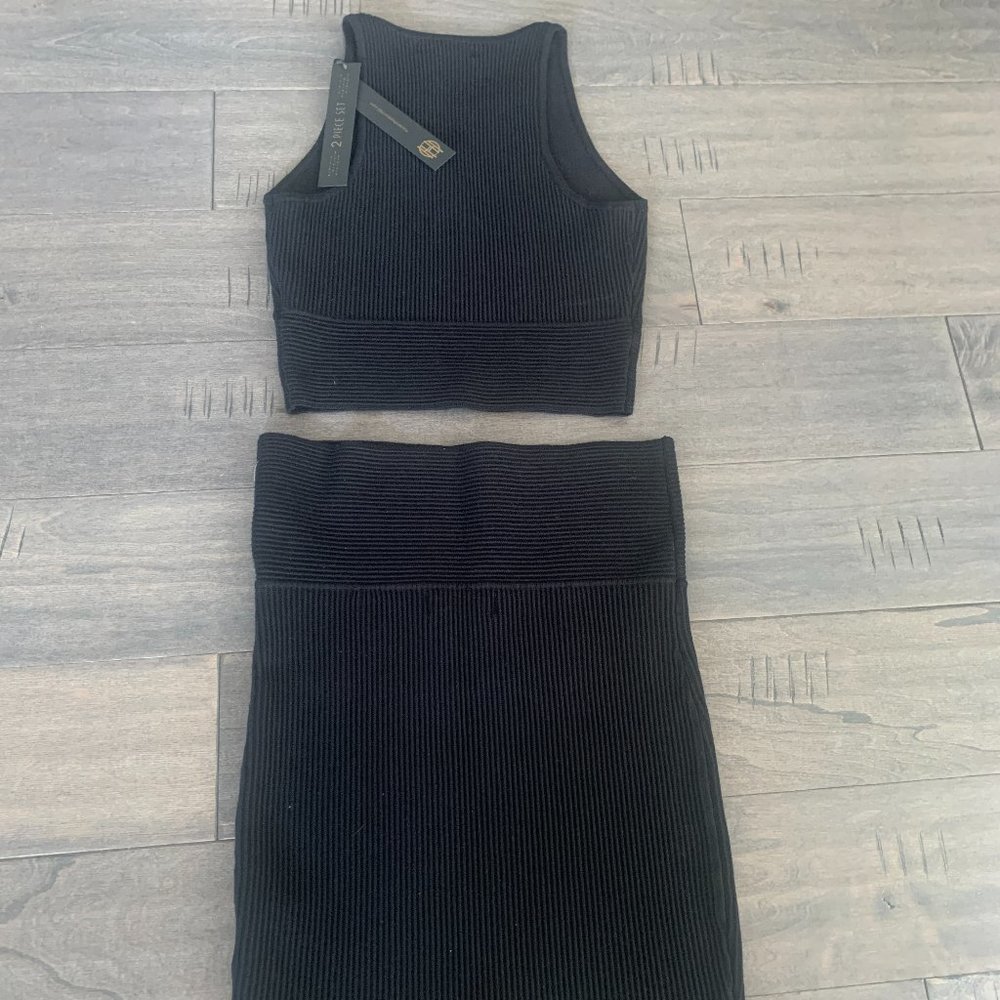 NWT | House of Harlow 1960 Black Stretch Skirt & Top Set – Size Small